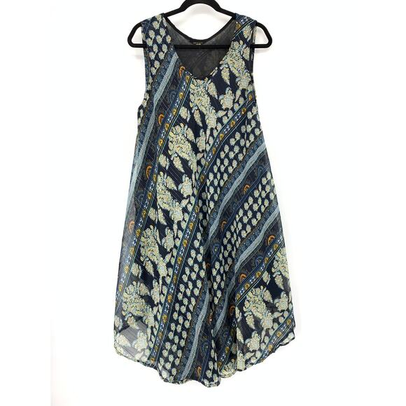 Ana & Rose Sleeveless A-Line Dress Womens One Size Blue Multicolor Print - Picture 1 of 5